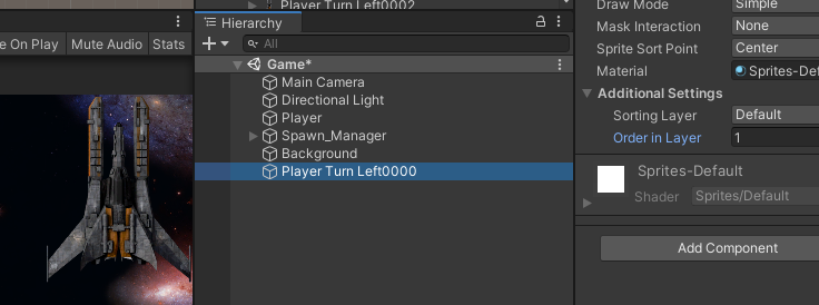 Player layer in front of background layer